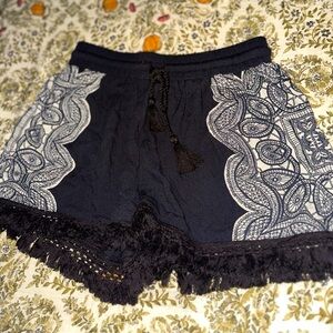 🎁 vintage y2k fringe linen shorts